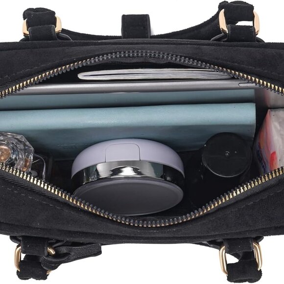 Luxury Faux Suede Shoulder Bag with Zipper Pockets - Perfect for Daily Use - Picture 3 of 9